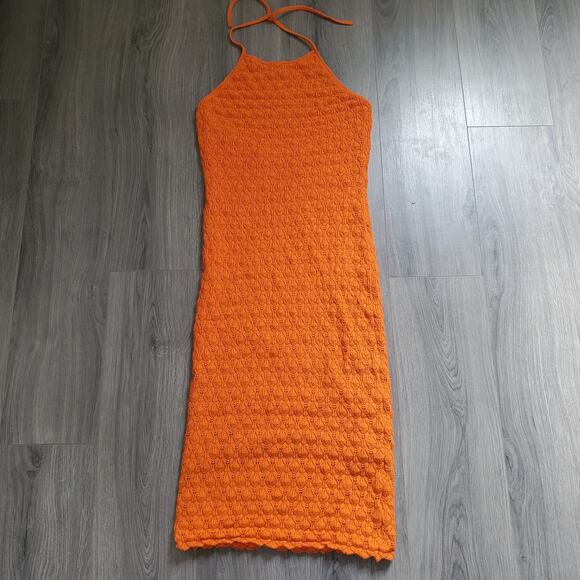 Alice + Olivia Dresses & Skirts - Alice Olivia Dress XL Orange Y2K Halter Bodycon Midi Party Cocktail Beach